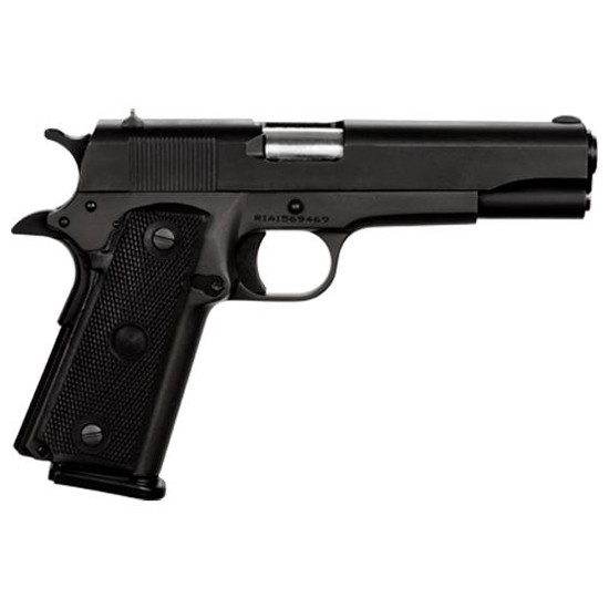 Rock Island 51453MA GI Standard FSHC *MA Compliant 45 ACP Caliber with 5" Barrel, 10+1 Capacity, Overall Black Parkerized Finish Steel, Beavertail Frame, Serrated Slide & Black Rubber Grip