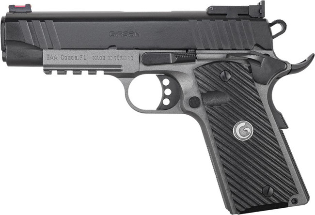 EAA GIRSAN 390608 MC1911 C  Carry Frame 10mm Auto 9+1 4.40" Black Steel Barrel, Black Serrated Steel Slide, Matte Gray Steel Frame w/Beavertail & Picatinny Rail, Black Grip, Ambidextrous - 390608 - 741566905902