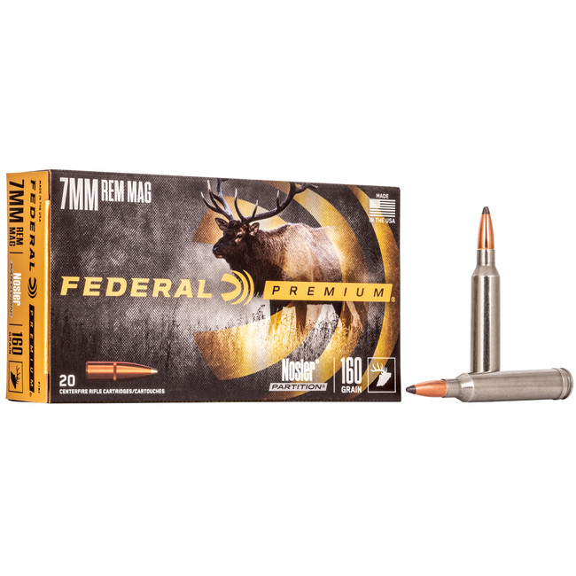 Federal Premium Rifle Ammo 7mm Remington Magnum Nosler Partition 160 Grain 20 Rounds