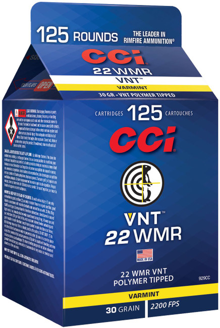 CCI Pour Pack 22 WMR Varmint Tipped 30 Grain 125 Rounds - 929CC - 604544655629