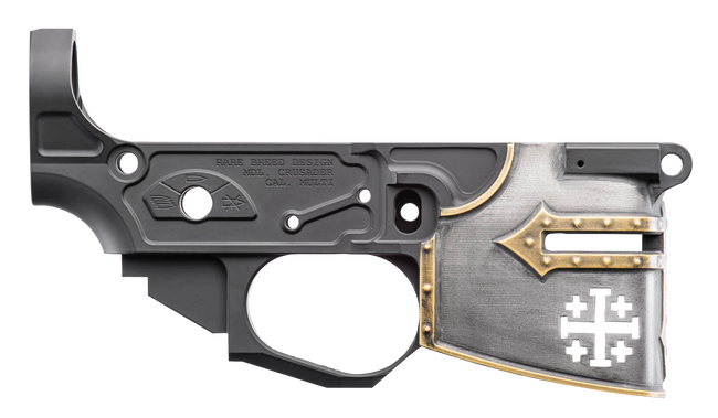 Spikes STLB600PCH Rare Breed Crusader Stripped Lower Receiver Multi-Caliber 7075-T6 Aluminum Black Anodized with Painted Front for AR-15