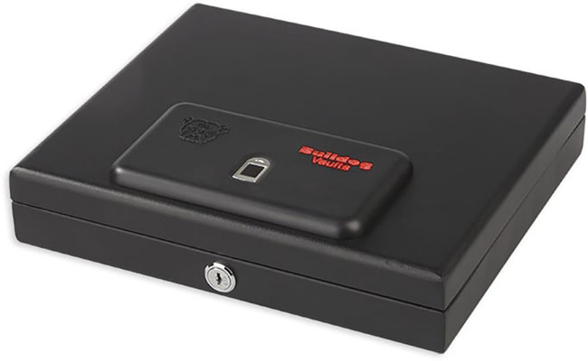 Bulldog BD4055B Magnum Top Load Vault Fingerprint ID Entry Black Powder Coat Steel Holds 1 Handgun 11.50" x 9.75" x 2.50"