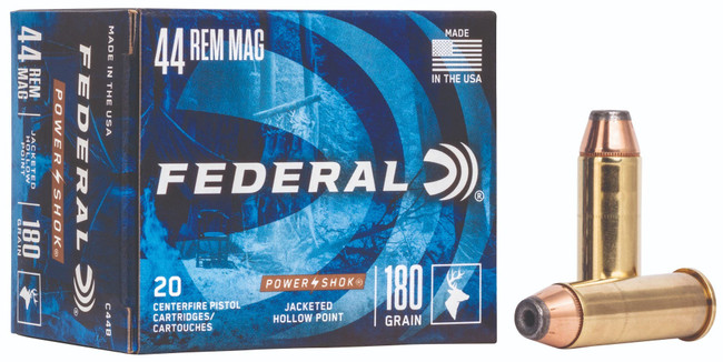 Federal Power-Shok 44 Remington Magnum Jacketed Hollow Point 180 Grain 20 Rounds - C44B - 029465093082