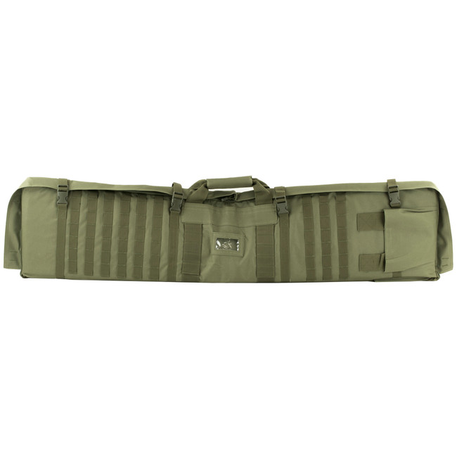 NcStar CVSM2913G VISM Deluxe Rifle Case with MOLLE Webbing, ID Window, Padding & Green Finish Folds out to 66" L x 35" W Shooting Mat 48" L x 11" H x 1.75" D Interior Dimensions