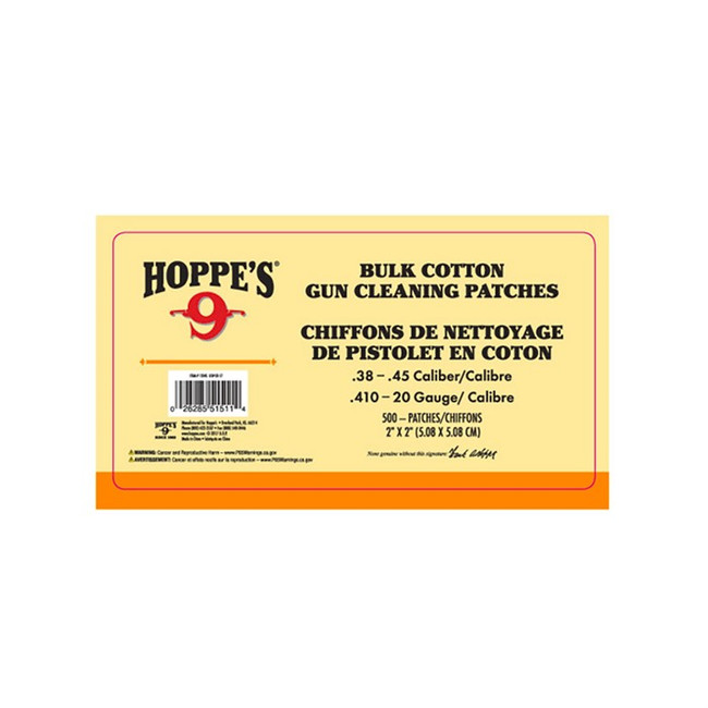 Hoppe's 1204 Gun Cleaning Patches  #4 38-45 Cal & 410-20 Gauge Synthetic 40 Per Pack