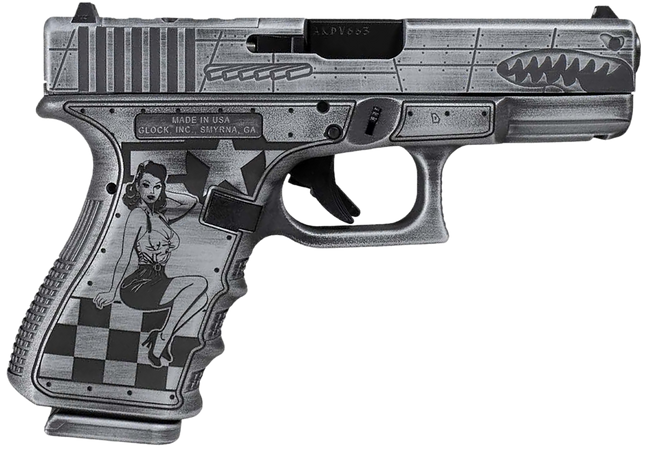 Glock G19 Gen5 9mm Luger 4.02" 15+1 Bomber Engraved Distressed Gray Cerakote