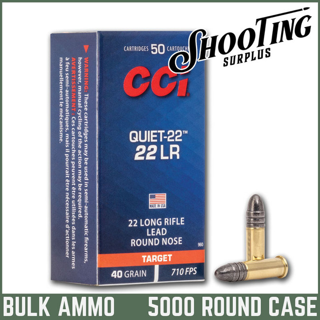CCI Quiet-22 22 Long Rifle Lead Round Nose 40 Grain - CASE \ 5000 Rounds