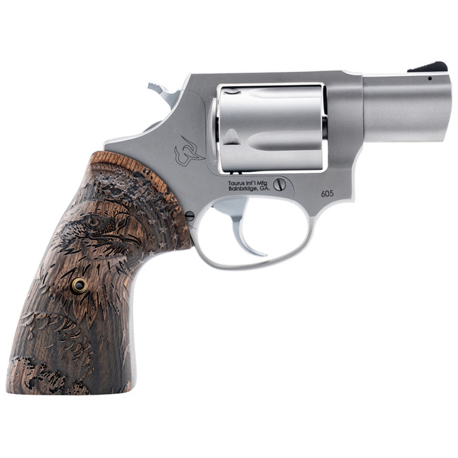 Taurus 605 357 Magnum 2 Inch 5 Shot Matte Stainless Steel Polished Cylinder Wood Grip - 2-605029-US2 - 725327943792