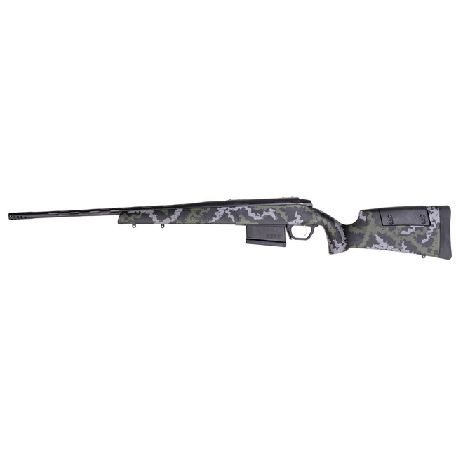 Weatherby Model 307 25 Creedmoor Fluted Barrel Hand Painted Green/Grey Sponge Pattern - 3WRX225CMR4B - 747115460311