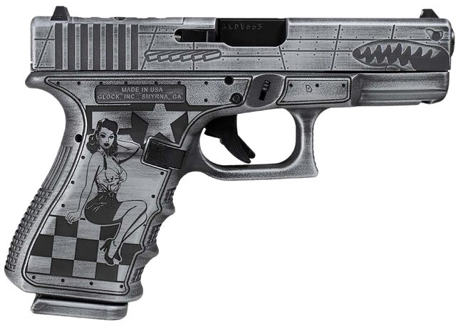 Glock G45 Gen5 Crossover 9mm Luger 4.02" 17+1 Distressed Gray Cerakote Bomber Engraved