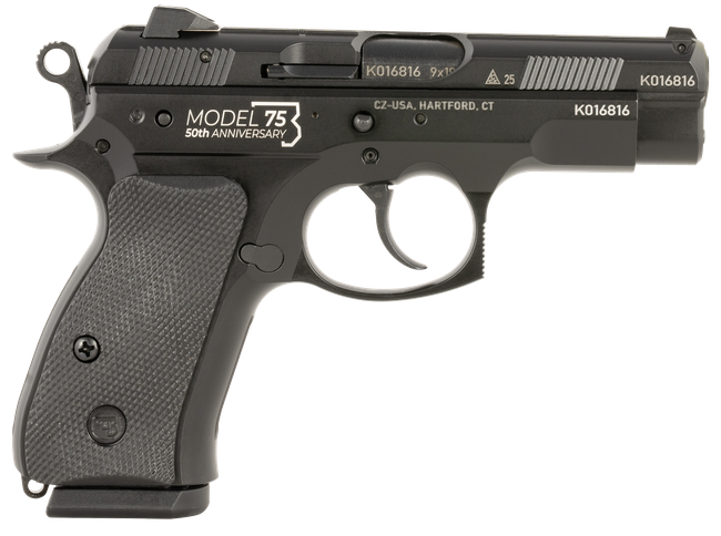 CZ, CZ 75 D 50th Anniversary Compact, 9mm Luger, 3.75 in, 10+1, Stainless