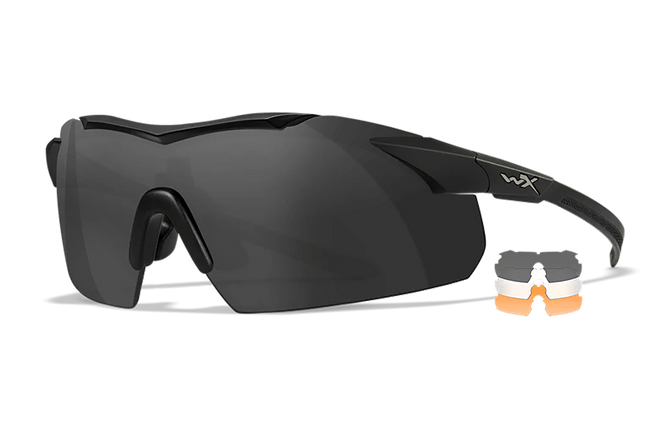 Wiley X 3552 Vapor  Comm Temples Smoke Gray/Clear/Light Rust Lens Polycarbonate Matte Black Frame