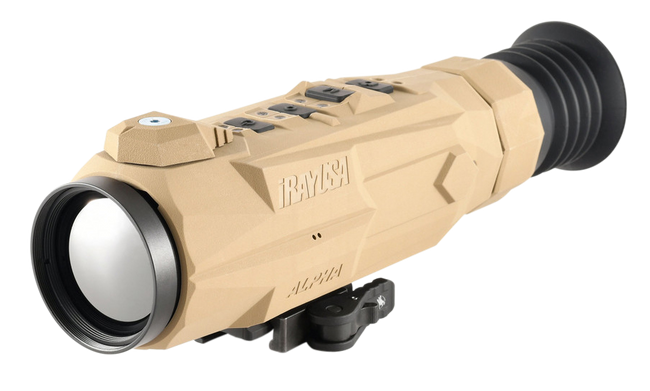 iRay USA RA50 RICO Alpha Thermal Rifle Scope Tan 3x 50mm Multi Reticle 640x512, 50 Hz Resolution Zoom 4x Features Rangefinder