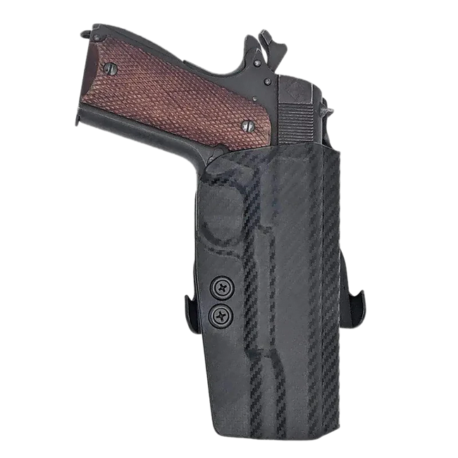 Rounded Gear CEX19115NRCFRHOWBPDL  Paddle Holster OWB Black Carbon Fiber Kydex Fits 1911 5" Right Hand