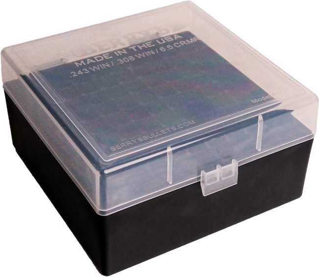 Berry's 25338 Ammo Box  Clear/Black Polypropylene 100rd