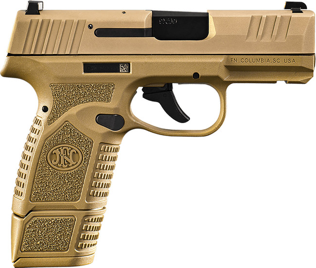 FN 66101409 Reflex  Micro-Compact Frame 9mm Luger 15+1/11+1, 3.30" Black Target Crown Steel Barrel, Flat Dark Earth PVD Serrated Steel Slide & Polymer Frame w/Picatinny Rail, Ambidextrous - 66101409 - 845737016234