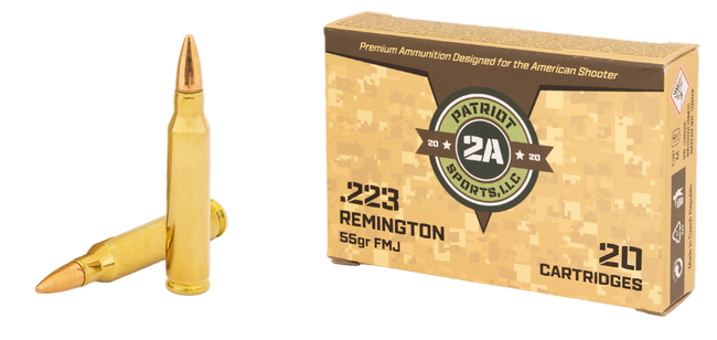 PATRIOT SPORTS LLC P223055F   223Rem 55gr Full Metal Jacket 20 Rounds