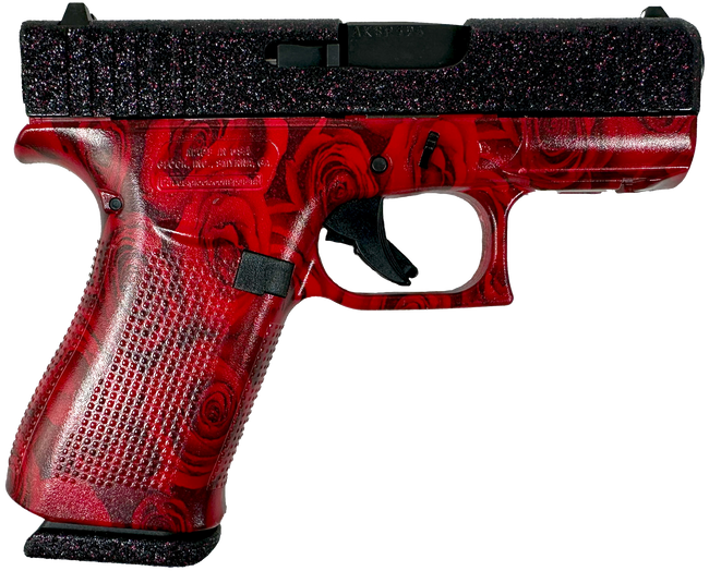 Glock G43X 9mm Luger 3.41 Barrel 10+1 Red Roses Cerakote