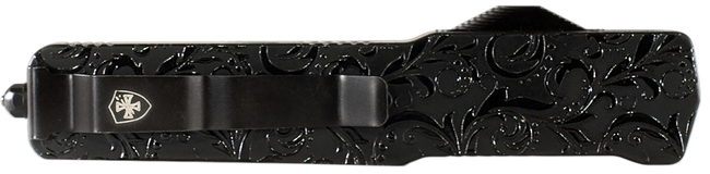 Templar Knife  Premium LW Maiden Gloss Slim OTF Dagger Part Serrated Black Oxide Stonewashed Powder Coated D2 Steel Blade, 5" Black Gloss Aluminum Handle