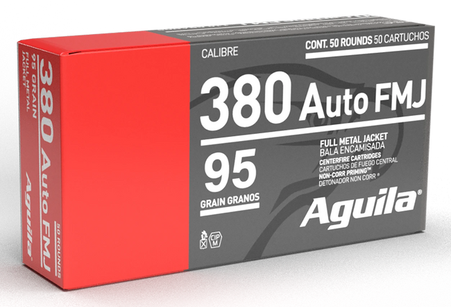 Aguila 1E802380   380ACP 95gr Full Metal Jacket 50 Per Box/10 Case