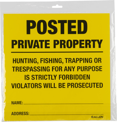 Allen Posted No Trespassing Yard Sign 12" x 12" 12/ct - 15824 - 026509077602