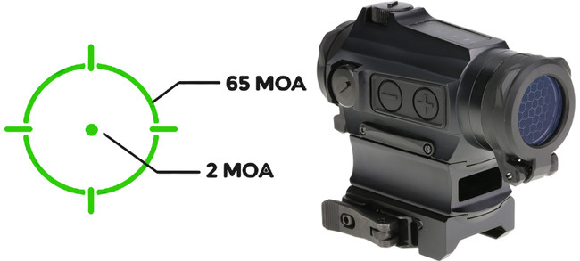 Holosun He515cmgr Red Dot Sight 2 MOA Green Dot 65 MOA Circle 20mm Picatinny Mount - HE515CMGR - 605930624892