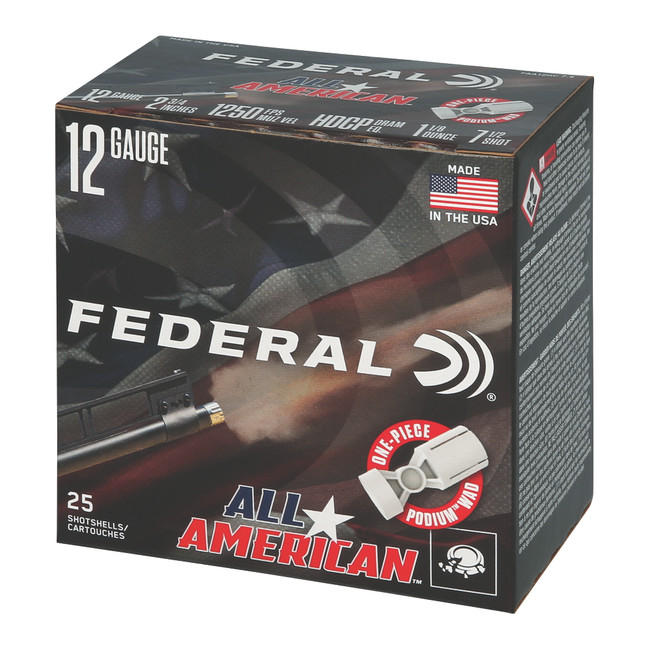 Federal FAA12HC75 All-American  12Gauge 2.75" 1 1/8oz 7.5Shot 25 Per Box/10 Case - FAA12HC75 - 604544706000