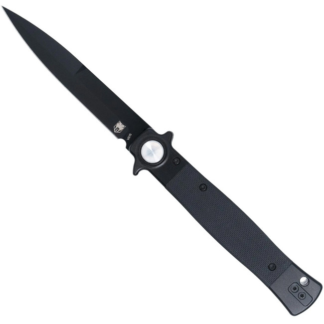 COBRATEC STILETTO BUTTON LOCK BLACK G10 BLACK BLADE - CTSTLBLG1OBLKBLK - 753389273694