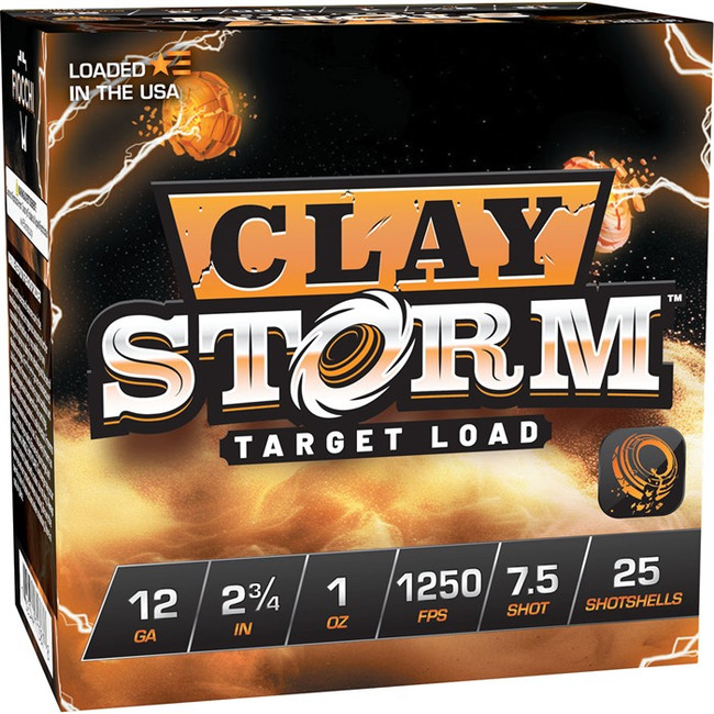 CLAY STORM 12 GAUGE 2-3/4'' 1OZ #7.5 SHOT 1250 FPS 25/BOX