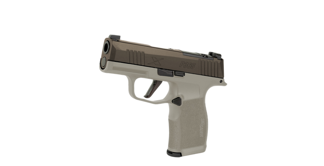 SIG SAUER P365X TWO TONE TAN 9MM PSTL 3.1" BBL 2-12RD MAGS, OPTC PLTE COVER