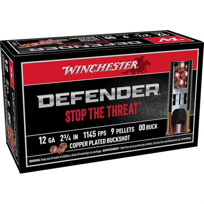 DEFENDER 12 GAUGE 2-3/4'' 9 PELLETS #00 BUCKSHOT 100/BOX