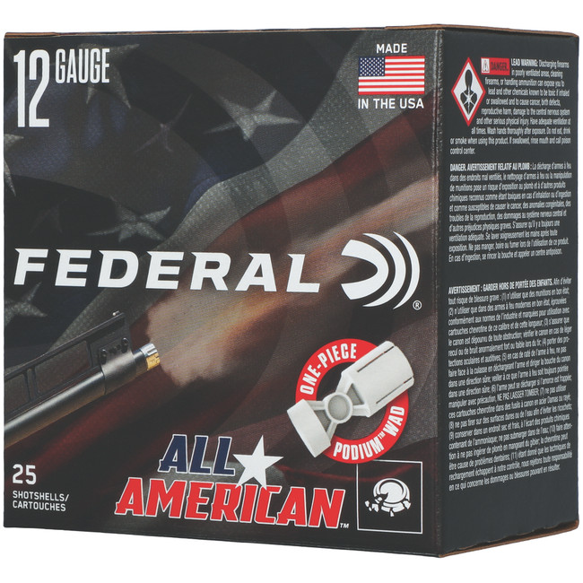 Federal FAA12H75 All-American  12Gauge 2.75" 1 1/8oz 7.5Shot 25 Per Box/10 Case - FAA12H75 - 604544705980