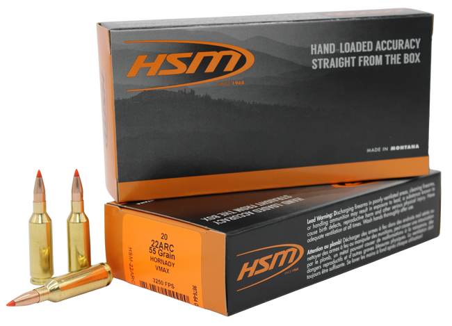 HSM 22ARC2N Varmint  22ARC 55gr V-Max 20 Per Box/25 Case