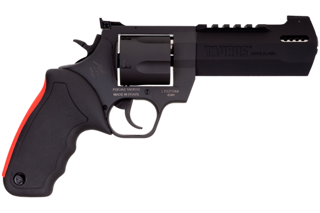 Taurus 2454051RH Raging Hunter  454 Casull 5rd 5.12" Matte Black Oxide Steel Black Rubber with Integrated Red Cushion Insert Grip