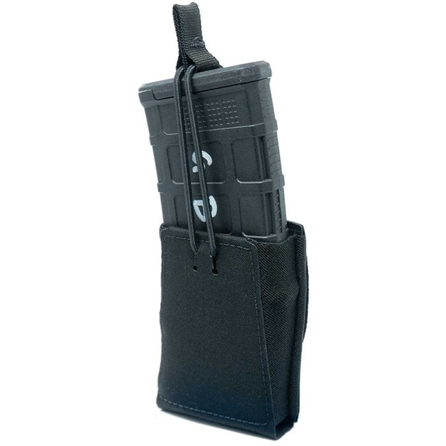 SINGLE RIFLE 7.62MM MAG POUCH W/BUNGEE RETENTION BLACK