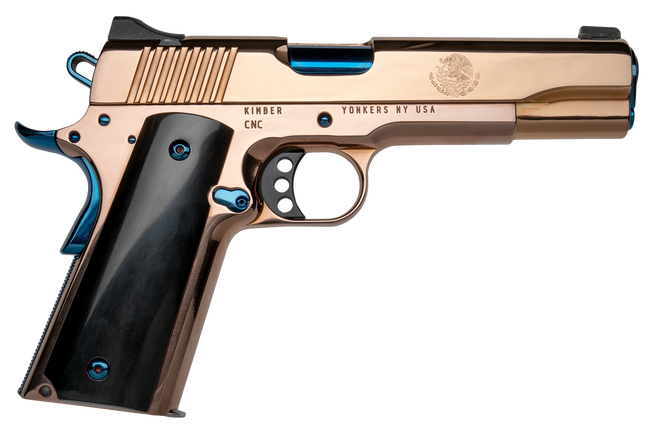Cnc Firearms CNCELREY Kimber 1911 El Rey Full Size Frame 38 Super 7+1 5" Blue PVD Stainless Steel Barrel, Rose Gold PVD Stainless Steel Serrated Slide & Frame, Black Kirinite Presentation Grip