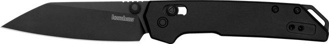 Kershaw 2051RBLK Iridium Mini 3" Folding Reverse Tanto Plain Black Oxide D2 Steel Blade, Black Anodized Aluminum Handle