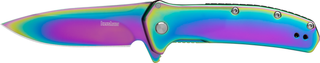 Kershaw 2044RBW Outcome  2.80" Folding Drop Point Plain Polished Rainbow PVD 8Cr13MoV SS Blade, Polished Rainbow PVD Stainless Steel Handle