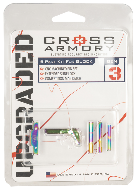 Cross Armory 3 Piece Upgrade Kit P80 Gen1-3 Rainbow Dimpled Pins Slide Lock - CRGOKRB - 722208561410