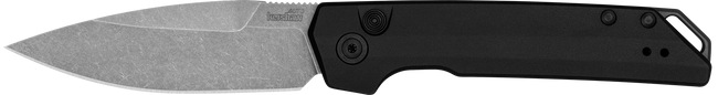 Kershaw 7038 Launch Iridium Automatic 3.45" Folding Spear Point Plain Stonewashed CPM MagnaCut Steel Blade, Black Anodized Aluminum Handle