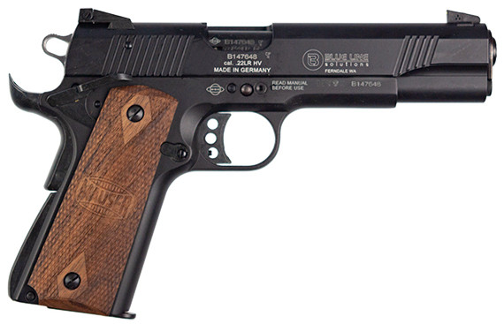 Blue Line Solutions Mauser 1911 22 Long Rifle 5 Inch 10 Rounds Blue Walnut Grips