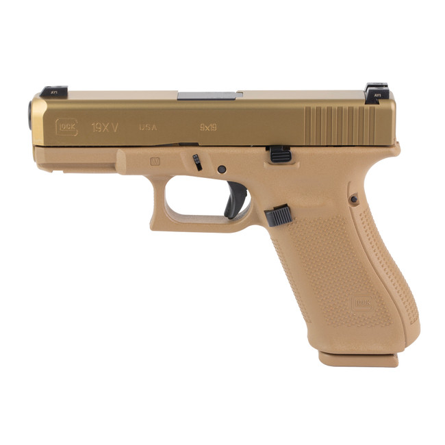 Glock UV1950701X G19X V 9mm Luger 10+1 4.02" Black GMB Barrel, Coyote nPVD Steel Serrated Slide, Coyote Brown Polymer Frame, Textured Polymer Grip, Ambidextrous - UV1950701X - 764503068454