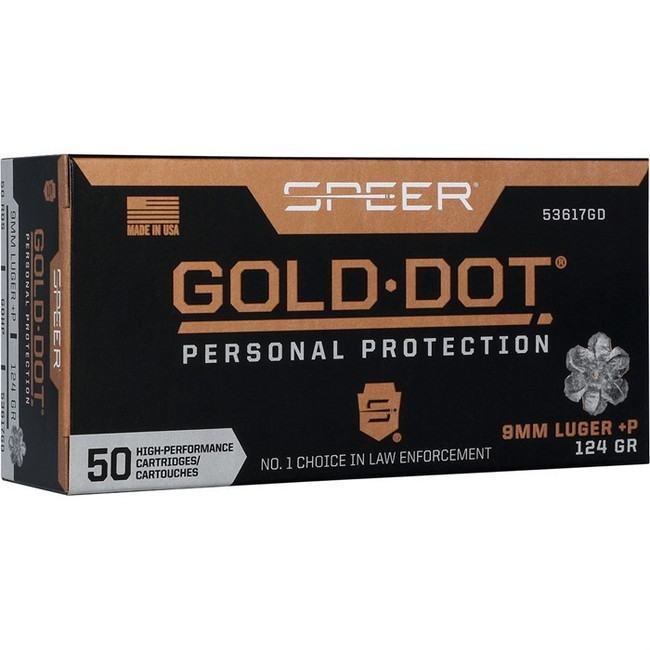 Speer Gold Dot 9mm +P 124gr JHP 50rd Box