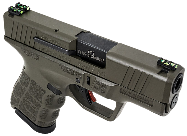 SAR USA SAR9SCOD SAR9 SC  Sub Compact Frame 9mm Luger 12+1 3.30" Black Steel Barrel, Black Serrated Steel Slide, Black Polymer Frame, Black Interchangeable Backstrap Grip