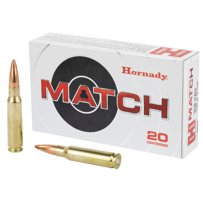 Hornady Match Rifle 308 Winchester Boat Tail Hollow Point 168 Grain 20 Rounds