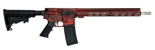 GLFA AR15 Rifle - Battleworn Lipstick Red | .223 Wylde | 16" Heavy Stainless Steel Barrel | 15.25" M-LOK Handguard
