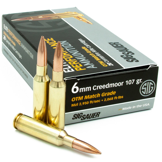 Sig Sauer Elite Match Grade 6mm Creedmoor Open Tip Match 107 Grain 20 Rounds