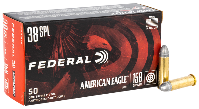 Federal American Eagle Pistol Ammo 38 Spl 158 gr. Lead Round Nose 50 rd.
