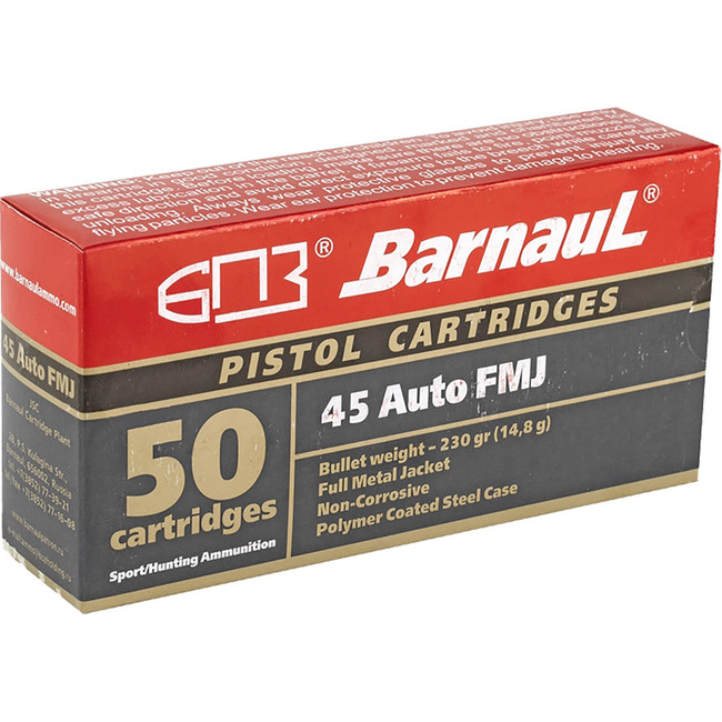 Barnaul Steel Case Pistol Ammo 45 Auto 230 gr. FMJ 50 rd.