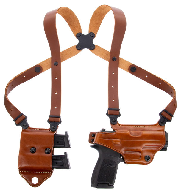 Galco MCII652 Miami Classic II Shoulder System Size Fits Chest Up To 56" Tan Leather Compatible w/S&W M&P Shield/Glock 43/43X Right Hand